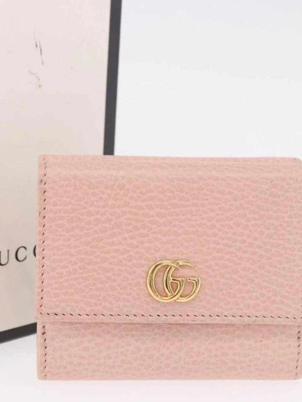 GUCCI GG Marmont Wallet Leather Pink Gold 524672 Auth 186349M